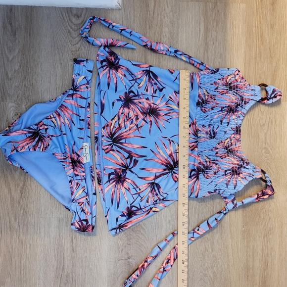 JESSICA SIMPSON  Smocked Tankini Swim Top & Matching Bikini Bottom Botanical XL - Picture 6 of 16
